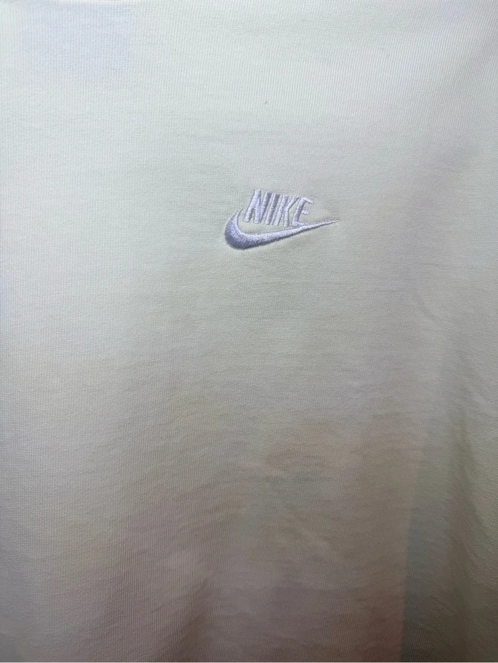 Nike Essential Cropped Tee Light Yellow Embroidered Logo Medium
